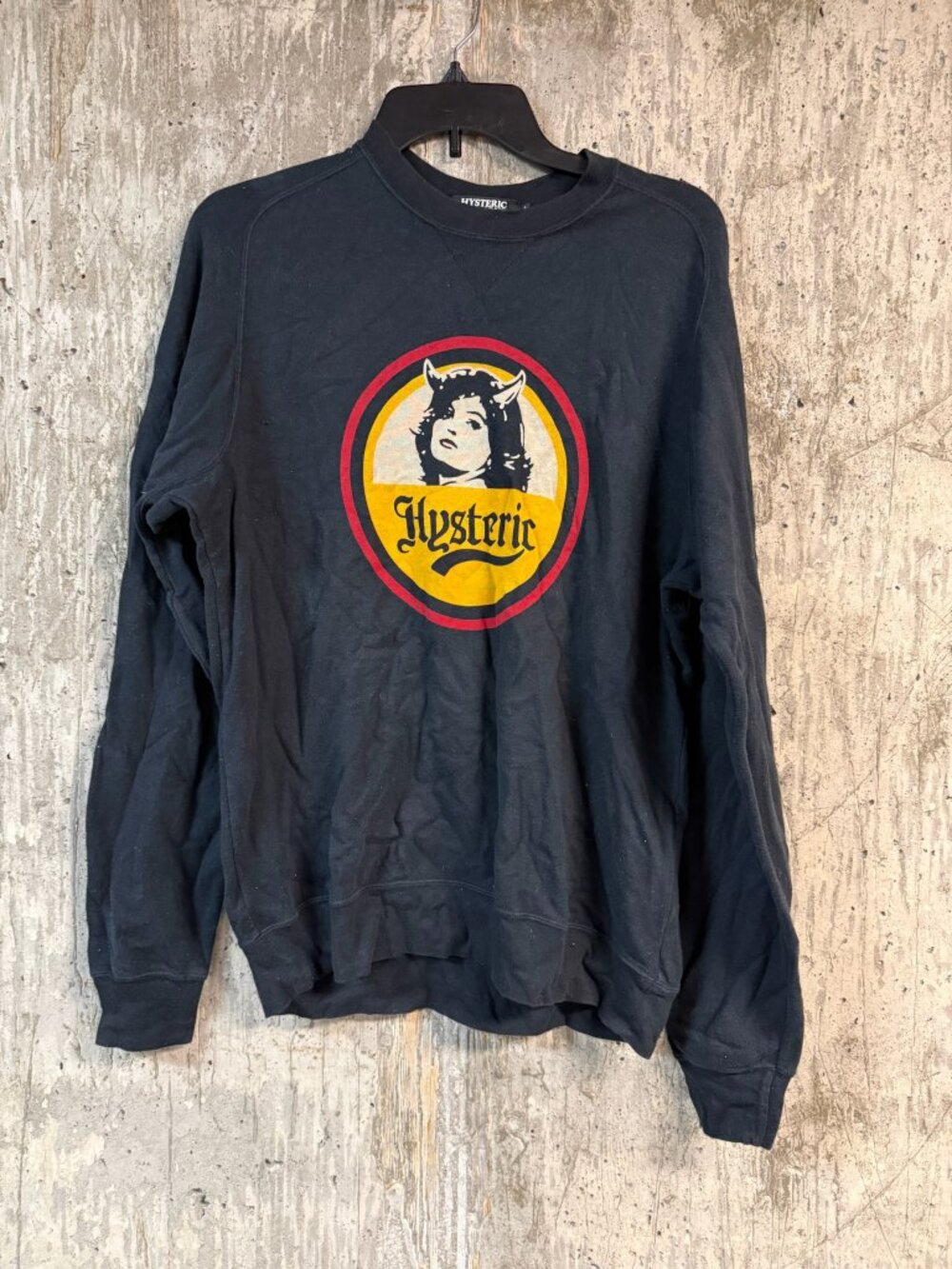 HYSTERIC GLAMOUR Men's 2000s Devil Girl Beer Logo Sweatshirt Size L In Black